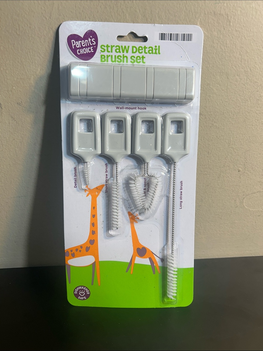 Parent's Choice Straw Detail Lid and Spout Cleaning Brush Set, 5 Count, Gray